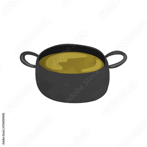 揚油と揚げ物鍋　水彩風手描きイラスト