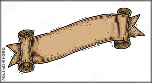 A vintage scroll with frayed edges, perfect for historical documents or medieval-themed designs