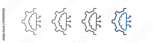 
outline icon sheet artificial intelligence with gear and artificial brain design