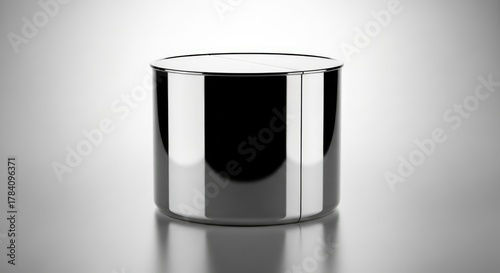 Sleek modern silver container with reflective surface on clean background perfect for showcasing products