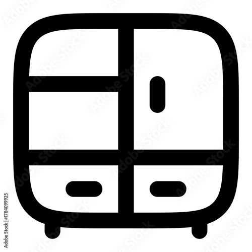 Modern wardrobe icon for organized living spaces, simple storage solutions, sleek furniture symbol for home design projects and minimalist interiors