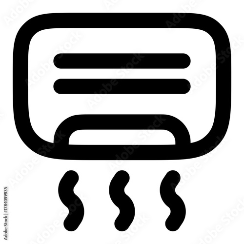 Efficient air conditioner icon delivering cool comfort, perfect for HVAC services, energy savings, and home comfort advertising campaigns