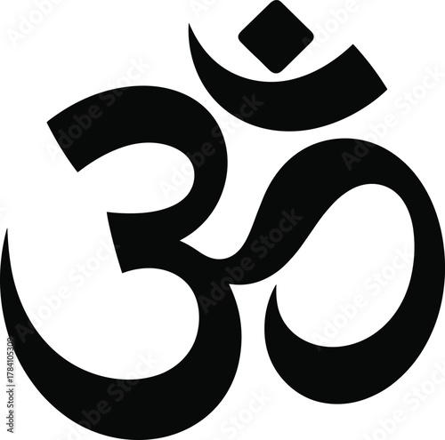 Om symbol icon, Hindu sacred sound, meditation spiritual sign, yoga mantra design, Indian religious philosophy