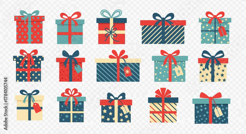 Diverse Flat Vector Gift Boxes Collection - Holiday Presents & Birthday Surprise Illustrations