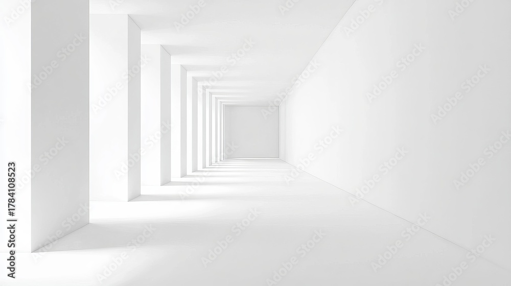 Fototapeta premium Empty white architectural hallway