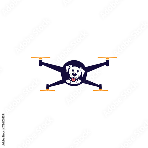 Drone Carrier Dog vector logo design illustration, suitable for your company