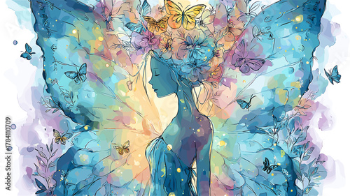 美しいティーンエイジャーの妖精のイラスト