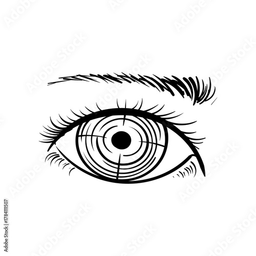 Eye with target in pupil a conceptual illustration of focus, observation, and accuracy