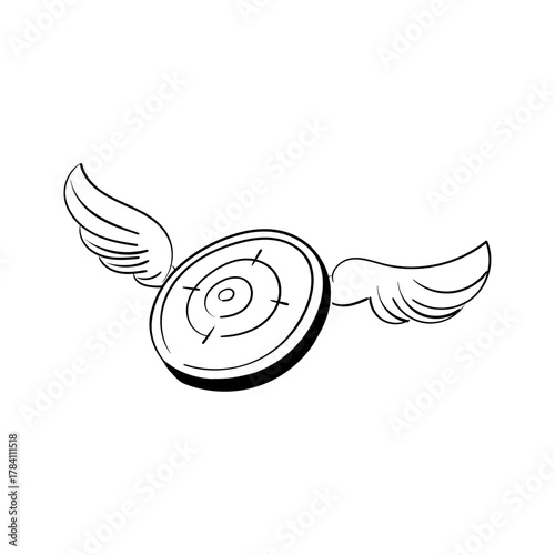 Flying target with wings vector illustration, aiming for success and achieving goals