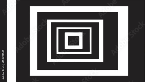 Abstract black and white geometric design featuring nested squares for modern background