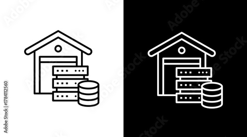 Data Warehousing  White Icon Set Design
