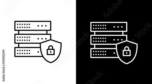 Data Privacy Shield  White Icon Set Design