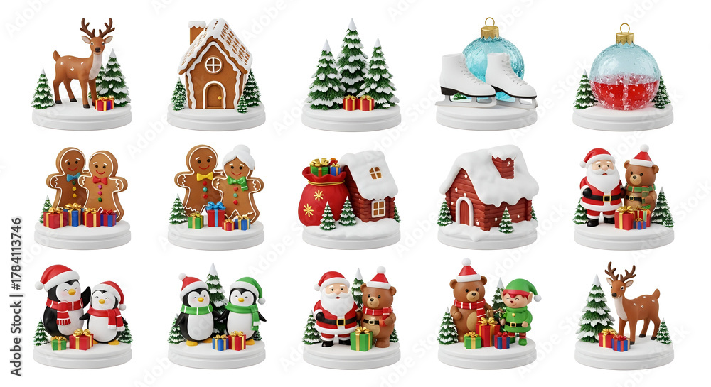 Fototapeta premium Festive Christmas Ornaments Set with Classic Holiday Themes for Home Decor