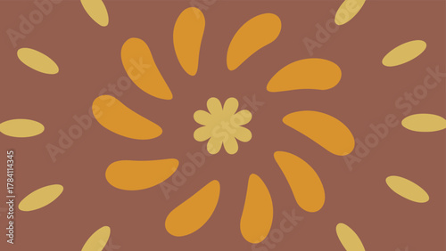 Bild auf Leinwand Abstract flower design with simple shapes in earthy tones for decorative purpose