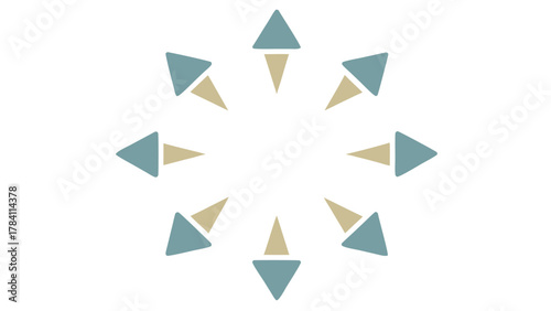 Abstract geometric arrangement of arrows forming a circular pattern and stylish design