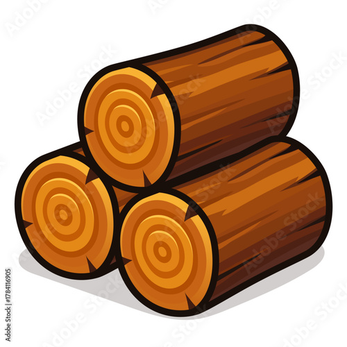 Cartoon Log Pile Icon, Wooden Timber Stack Vector Illustration