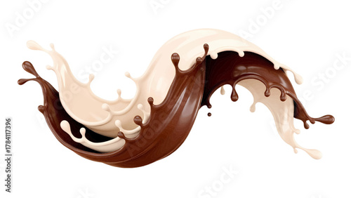 Vector illustration of chocolate and cream splash on a white background
