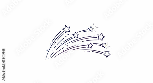 A stylized illustration of shooting stars with trails, creating a dynamic and whimsical design element.