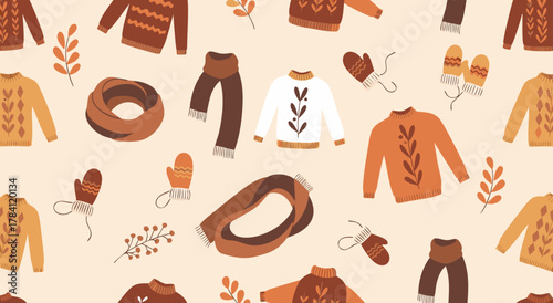 Sweater and Scarf Seamless Pattern