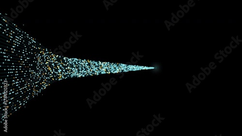 PNG Alpha.Glowing data stream particle convergence tunnel toward distant bright