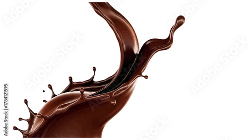 Vector illustration of dark chocolate splash on a white background
