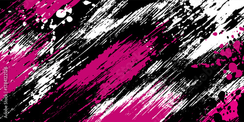 Black pink white brush pattern car sticker banner sporty abstract lines black pink color combination grunge brush pattern modern motorsport racing design