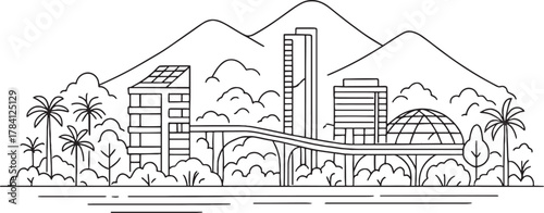 Chiang Mai City Linear Vector