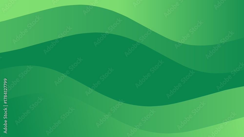 Obraz premium Dark and light green symmetrical abstract background with smooth, flowing, curvy, and earthy gradient wave lines.