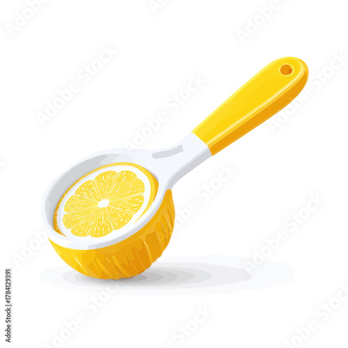 A vector illustration of a handheld lemon squeezer concept
