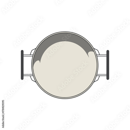 A vector illustration of a round wok pan with side handles