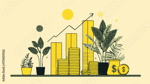 Colorful Vector Illustration Depicting Investment Concepts