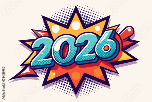 Wallpaper Mural 2026 happy new year vector typography design Torontodigital.ca