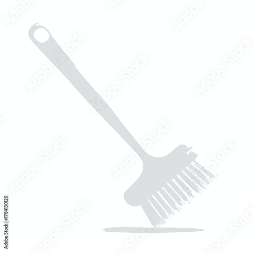 Vector illustration of a kitchen dish brush with handle