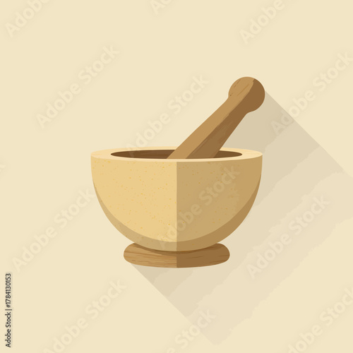Wooden Hand Pestle Concept Vector Illustration