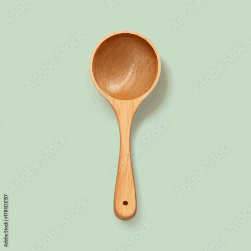 Wooden Ladle Concept Vector with Minimal Flat Design