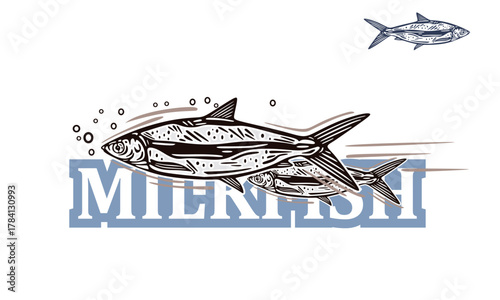GREAT MILK FISH LOGO, silhouette of wild delicious fish swimming vector illustrations