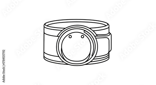 Minimalist line art illustration of a cylindrical optical device, resembling a camera lens or projection component, ideal for technology and photography-related designs and iconography