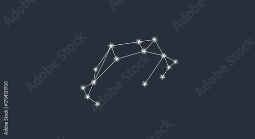 Illustration of the Aquarius constellation, depicted as connected stars against a dark blue background, creating a stylized celestial pattern.