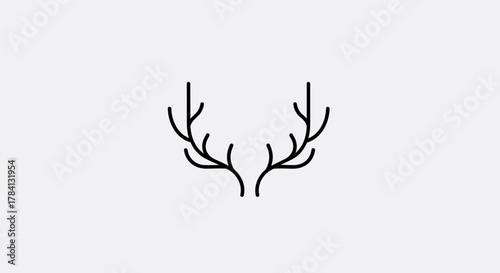 Minimalist line art illustration of stylized deer antlers against a plain white background.