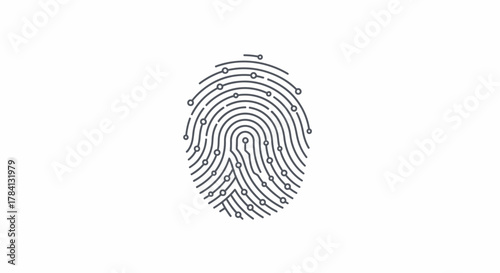 Stylized fingerprint graphic with circuit board elements, representing technology, security, or digital identity.