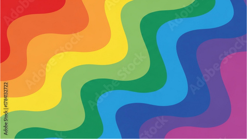 Vibrant abstract background with flowing wavy lines in a full spectrum rainbow color gradient pattern, perfect for diverse design projects