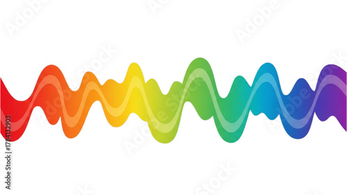 A dynamic and fluid rainbow colored waveform representing vibrant energy and sound frequency