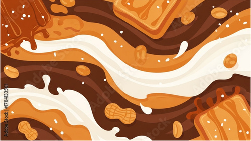 Delicious Chocolate and Peanut Butter Swirls with Crunchy Peanuts and Cookies