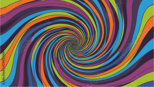Dynamic multicolored spiral vortex creating a mesmerizing abstract optical illusion background