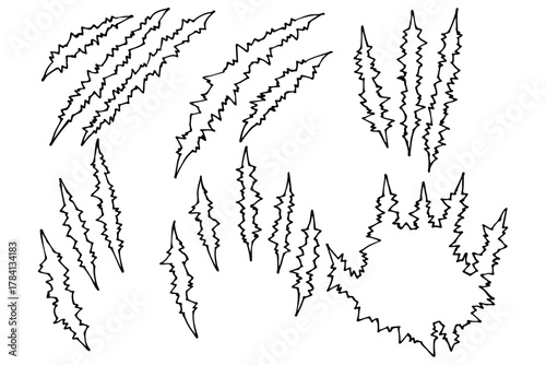 爪痕・傷口・切り傷のベクターセット｜ホラー・アクション・ハロウィンデザイン素材