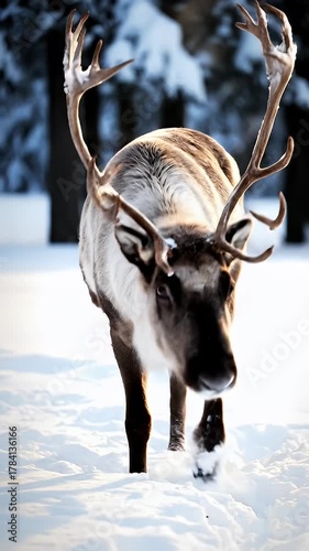 Reindeer in snowy landscape