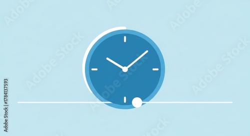 Minimalist blue clock icon with a timeline slider representing time management and deadlines.
