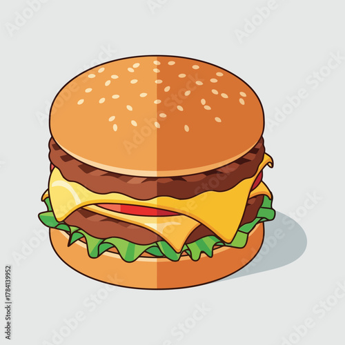 Delicious Double Cheeseburger with Sesame Seed Bun.