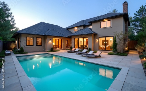 Wallpaper Mural Swimming pool outside luxury house. High quality Torontodigital.ca