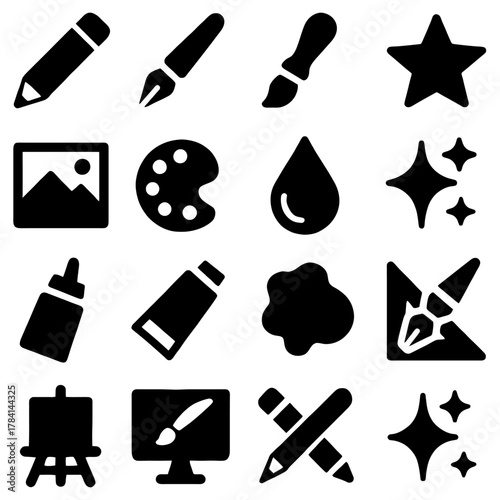 Art Supplies Collection: A compilation of essential art supplies, from pencils and paintbrushes to paint tubes and palettes, showcasing the tools of creation. 